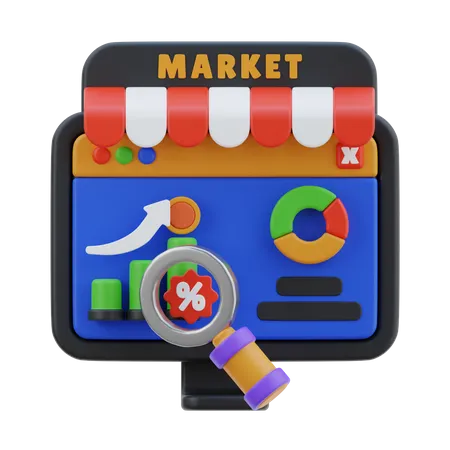 Análisis de mercado  3D Icon