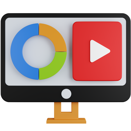 Análisis de vídeo en línea  3D Icon