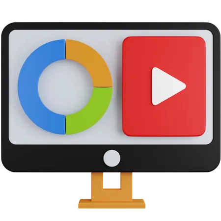 Análisis de vídeo en línea  3D Icon