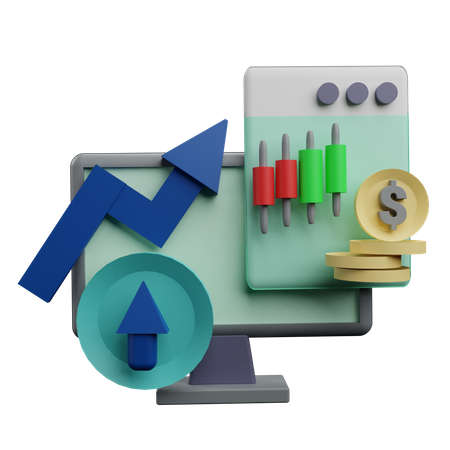 Análisis del mercado de valores  3D Icon