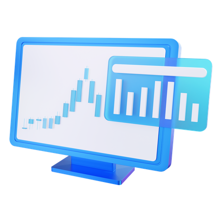 Análisis del mercado de valores en línea  3D Icon