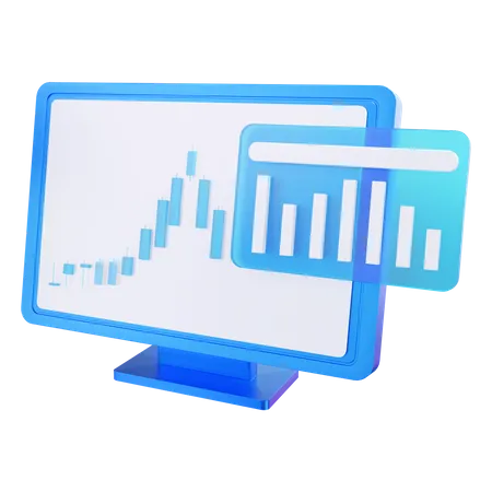 Análisis del mercado de valores en línea  3D Icon