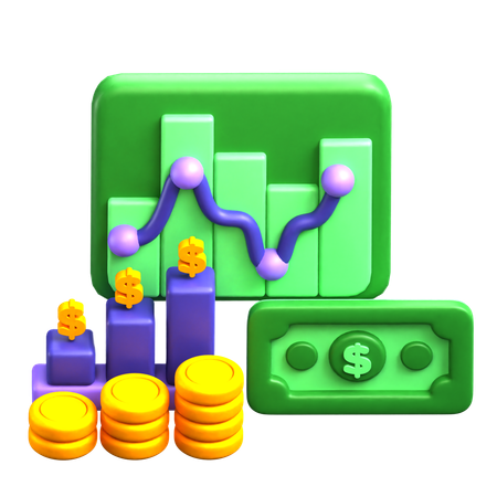 Análisis de dinero  3D Icon