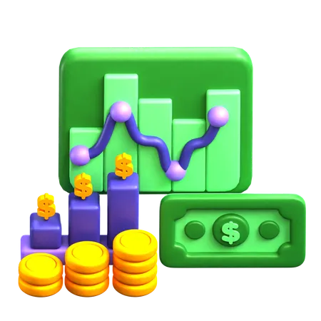 Análisis de dinero  3D Icon