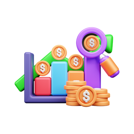 Análisis de dinero  3D Icon