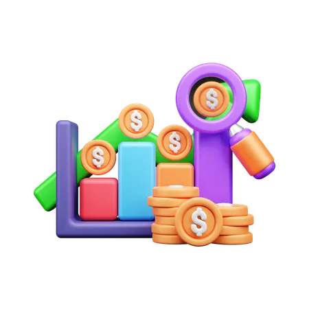 Análisis de dinero  3D Icon