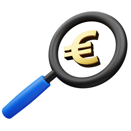 Análisis del dinero en euros  3D Icon