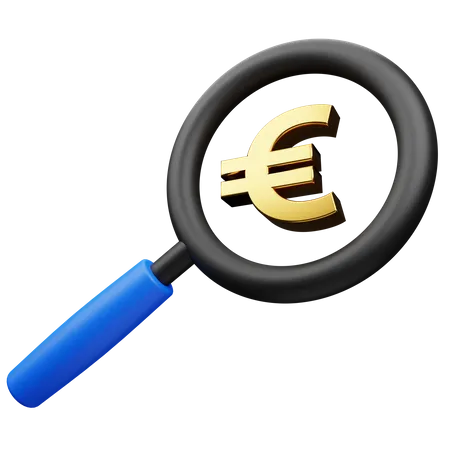Análisis del dinero en euros  3D Icon