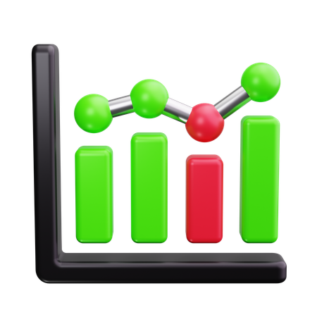 Análisis del gráfico de acciones  3D Icon