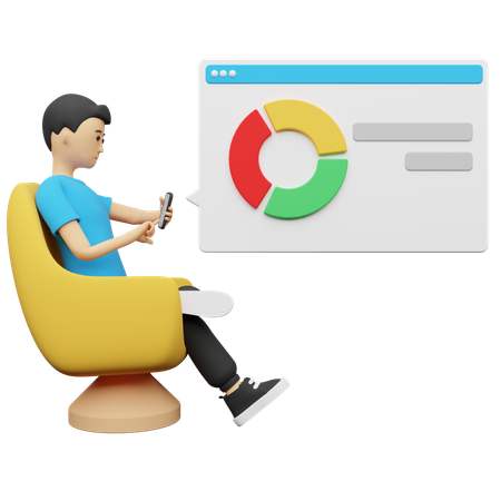 Analista de dados explica dados de negócios em reunião  3D Icon