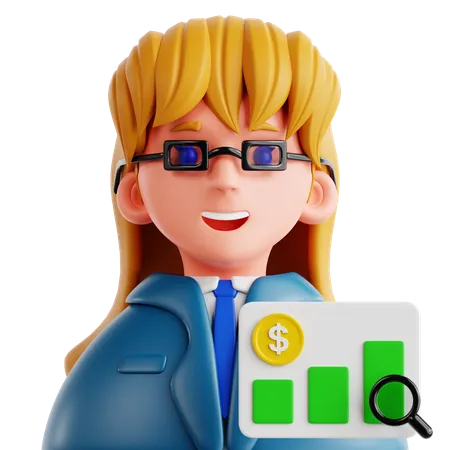 Analista financiera femenina  3D Icon