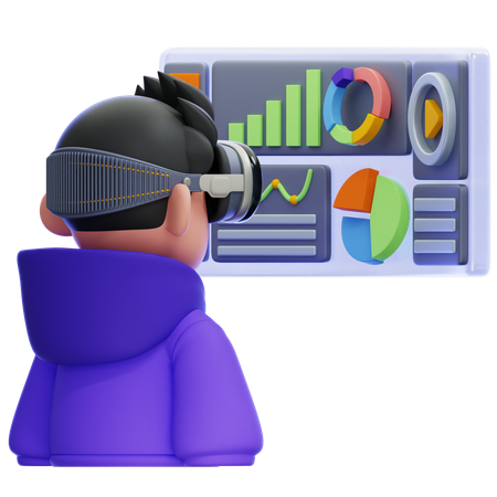 Analizando datos virtuales  3D Icon