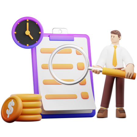 Analizar el historial de transacciones  3D Illustration