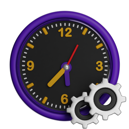 Analog Clock With Gear Mechanism  3D Icon