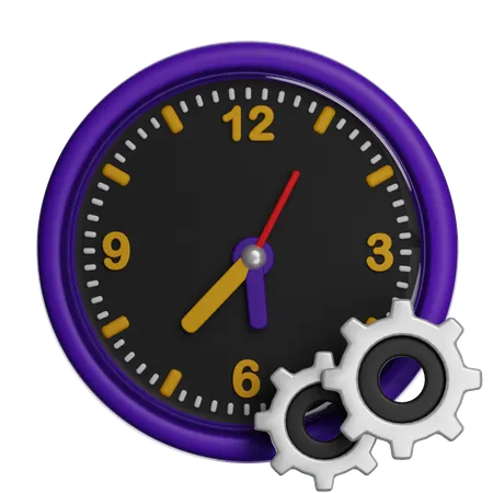 Analog Clock With Gear Mechanism  3D Icon