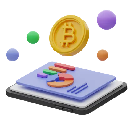 Analyse Bitcoin en ligne  3D Illustration
