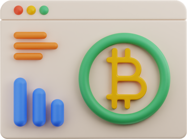 Analyse Bitcoin en ligne  3D Illustration