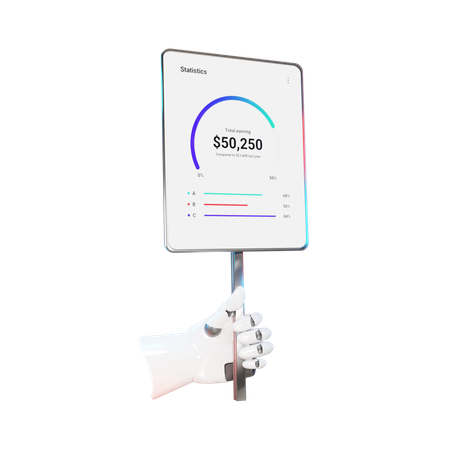 Geste mit der hand der analysetafel  3D Illustration