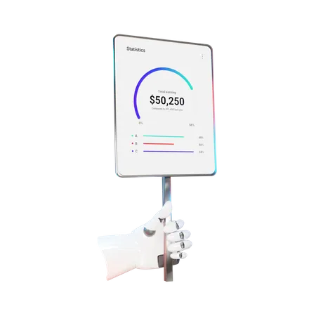 Geste mit der hand der analysetafel  3D Illustration