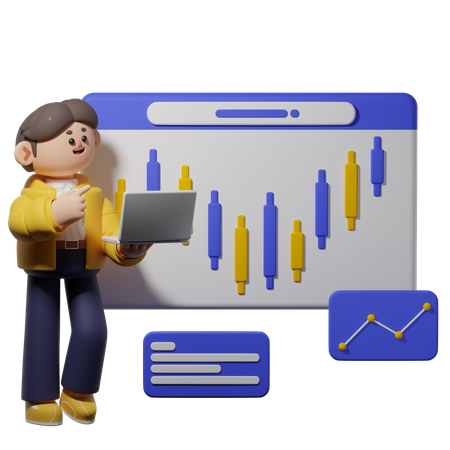 Analyse du marché des actions  3D Illustration