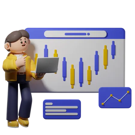 Analyse du marché des actions  3D Illustration