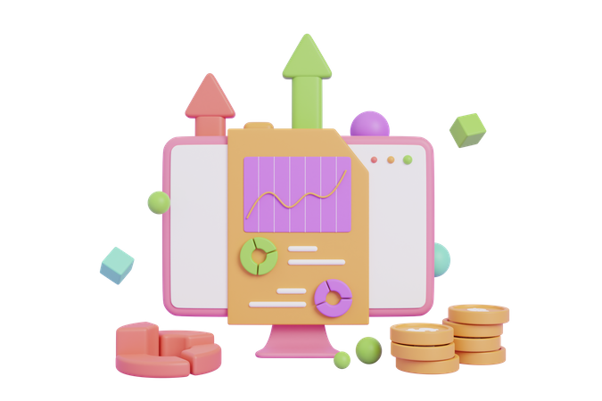 Tableau de bord et rapport financier d'entreprise  3D Icon