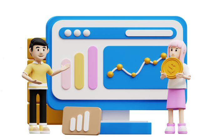 Analyse de la croissance financière  3D Illustration