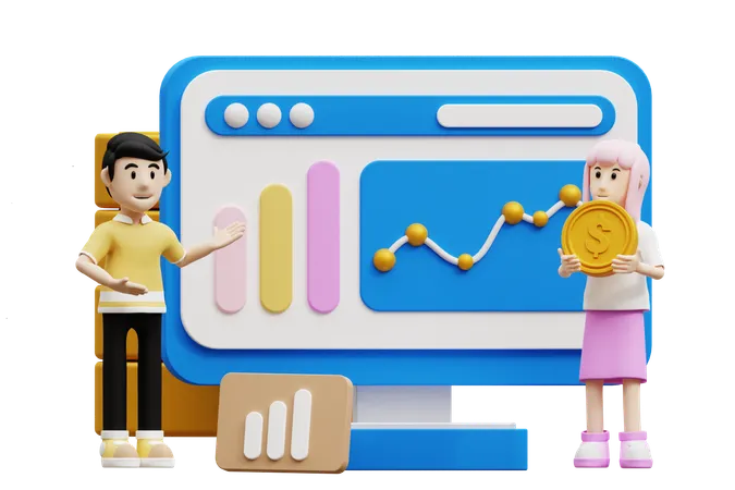 Analyse de la croissance financière  3D Illustration