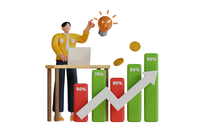 Analyser la croissance financière  3D Illustration