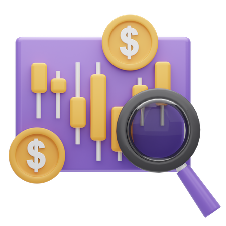 Analyse des actions en dollars  3D Icon