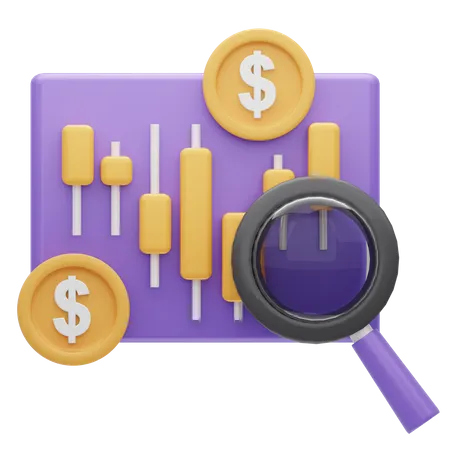 Analyse des actions en dollars  3D Icon