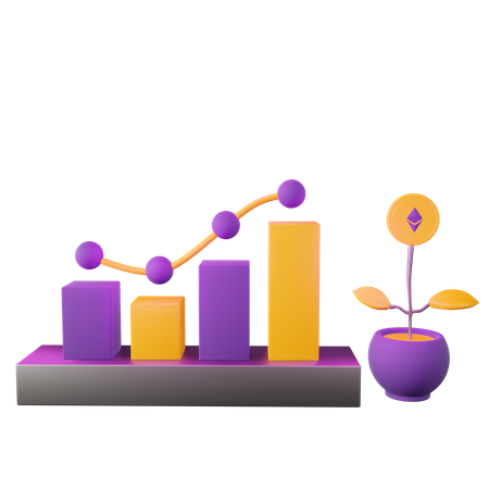 Analyse des investissements Ethereum  3D Illustration