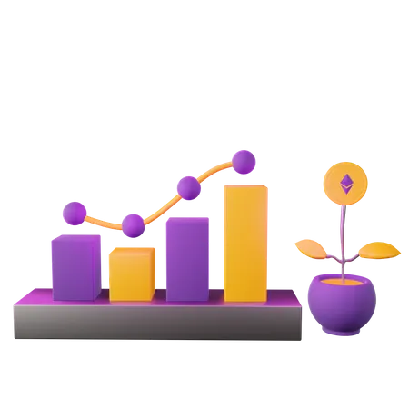 Analyse des investissements Ethereum  3D Illustration