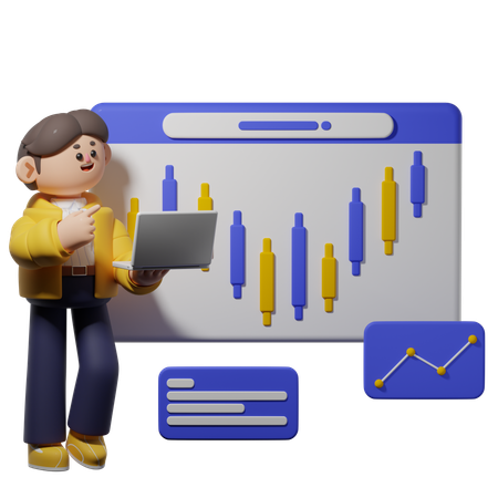 Analyse du marché des actions  3D Icon
