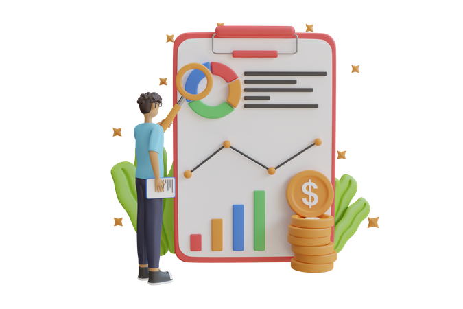 Analyse économique  3D Illustration