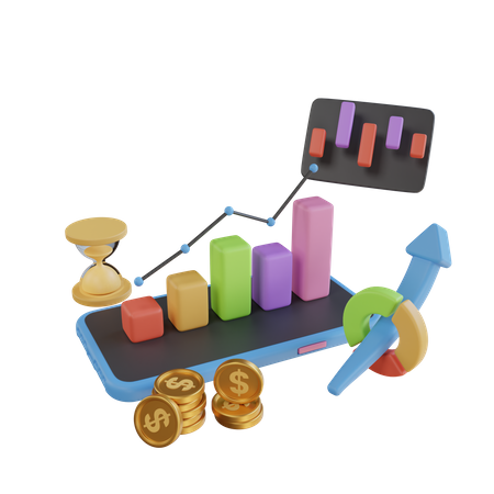 Analyse financière en ligne  3D Illustration