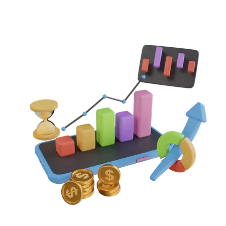 Analyse financière en ligne  3D Illustration