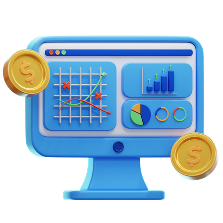 Illustration 3D de l'analyse financière  3D Icon