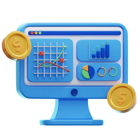 Illustration 3D de l'analyse financière  3D Icon