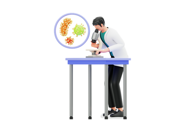 Analyse au microscope  3D Illustration