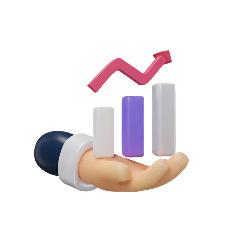 Business Graph In Hand Icon Illustration 3 D Rendering For Business 3D Icon