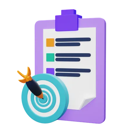 Goal Data In A Paper Clipboard 3D Icon