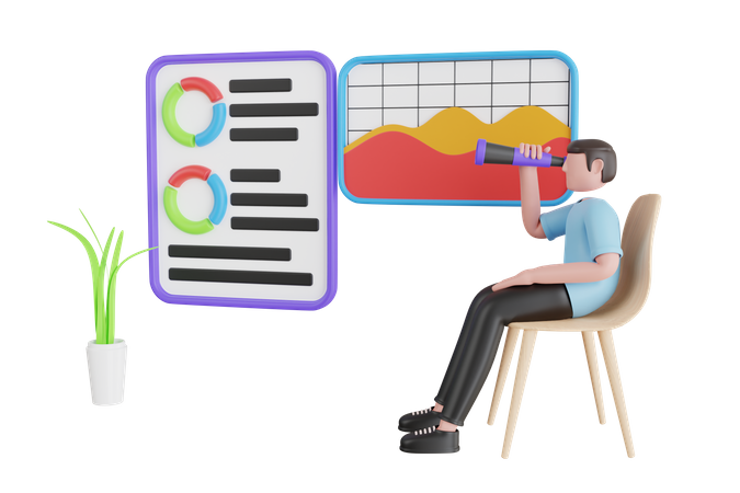 Analyst forecasting future trends  3D Icon