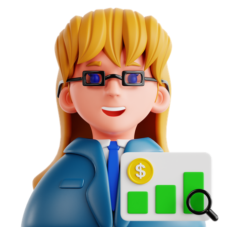 Femme analyste financière  3D Icon