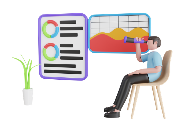 Analyste prévoyant les tendances futures  3D Icon