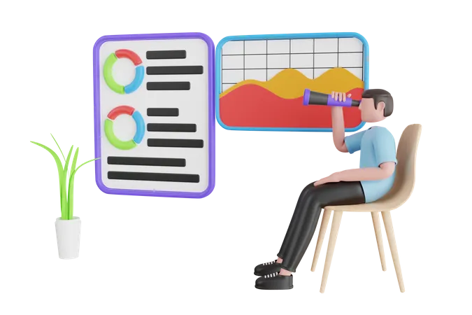 Analysten prognostizieren zukünftige Trends  3D Illustration