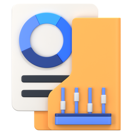 Analytic Folder With Statistic Sign  3D Icon