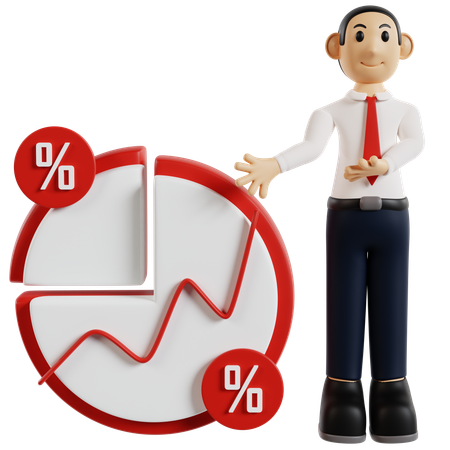 Analytical Businessman With Chart  3D Illustration