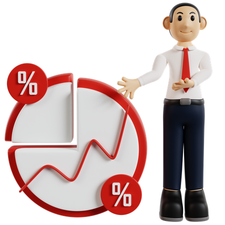 Analytical Businessman With Chart  3D Illustration