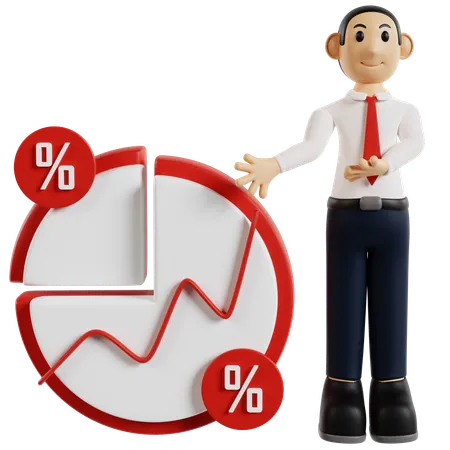 Analytical Businessman With Chart  3D Illustration